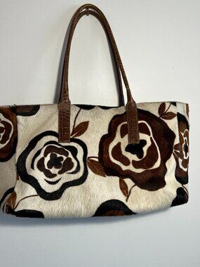 Maurizio Taiuti Vintage Tote Leather with Cowhide or calf Animal Hair exterior